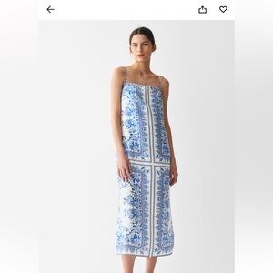 H&M Elegant Blue and White Floral slip Dress large